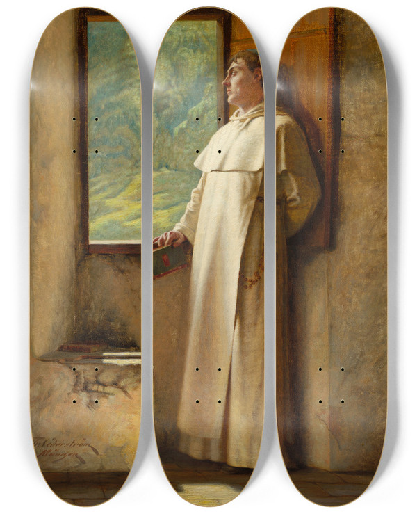 Triptych art skateboard deck of Thure Nicolaus Cederstrm The Sunlight by Thure Nicolaus Cederstrom (1843-1924)