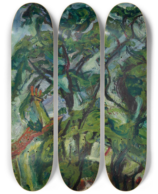 Triptych art skateboard deck of Cham Soutine Gourdon Sur Vence by Chaim Soutine (1893-1943)