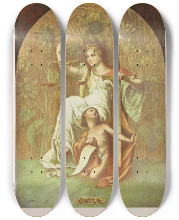 Triptych art skateboard deck of Miguel Segui Publisher Album Salon Pl73 by Miguel Segui (Publisher) (19-)