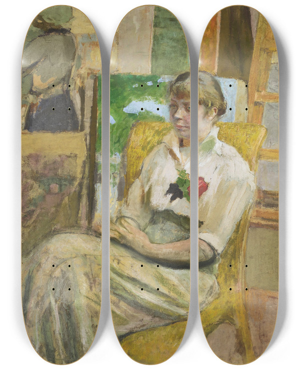 Triptych art skateboard deck of Douard Vuillard Le Modle La Rose by douard Vuillard (1868-1940)