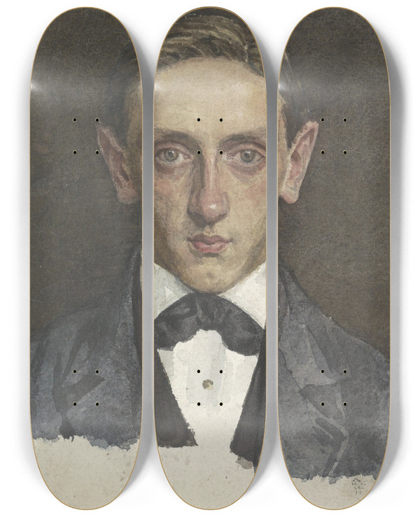Triptych art skateboard deck of Jan Veth Portret Van Een Jongeman by Jan Veth (1864-1925)