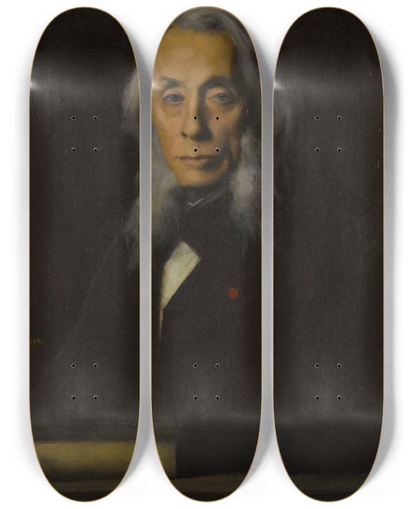 Triptych art skateboard deck of Jeanjacques Henner Portrait De Flix Ravaissonmollien by Jean-Jacques Henner (1829-1905)