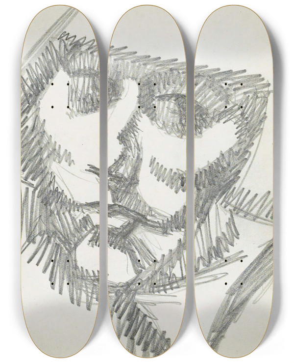 Triptych art skateboard deck of Reijer Stolk Kop_1 by Reijer Stolk (1896-1945)