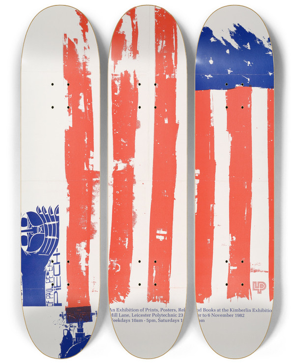 Triptych art skateboard deck of Peter Paul Piech The Graphic World Of Peter Paul Piech by Paul Peter Piech (1920-1996)