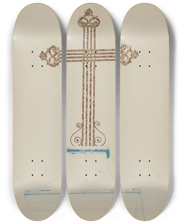 Triptych art skateboard deck of Ray Price Cross_1 by Ray Price (20-)