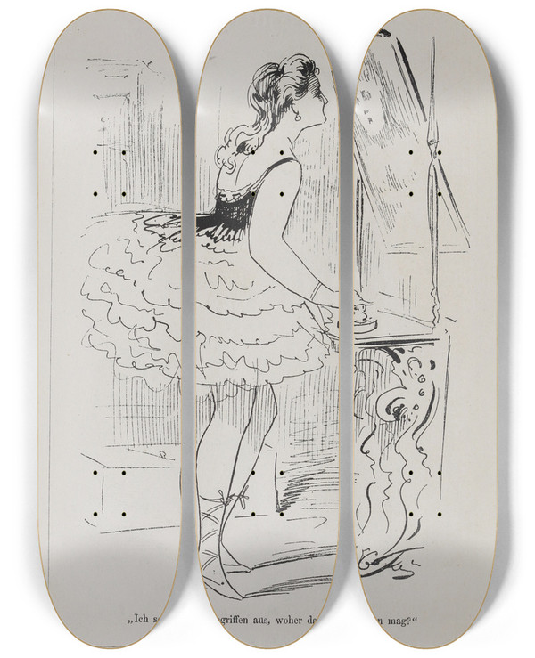 Triptych art skateboard deck of Karel Klic Bilderbuch Fur Hagestolze Pl026 by Karel Klic (1841-1926)