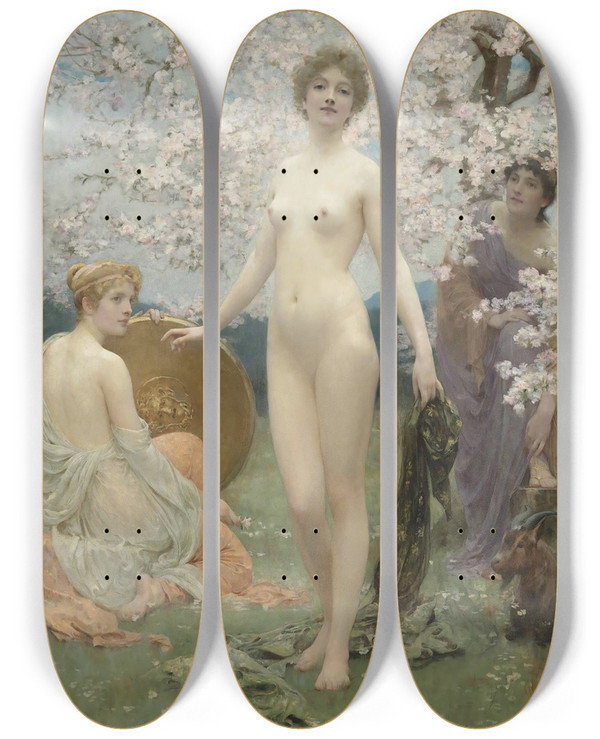 Triptych art skateboard deck of Solomon Joseph Solomon The Judgment Of Paris by Solomon Joseph Solomon (1860-1927)