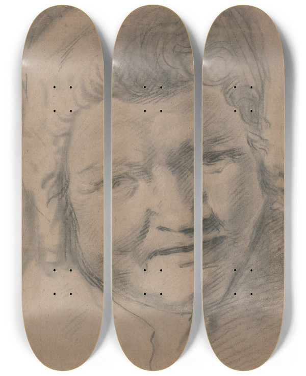 Triptych art skateboard deck of Richard Cooper The Elder Simon Fraser Twelfth Lord Lovat 16671747 by Richard Cooper The Elder (1701-1764)