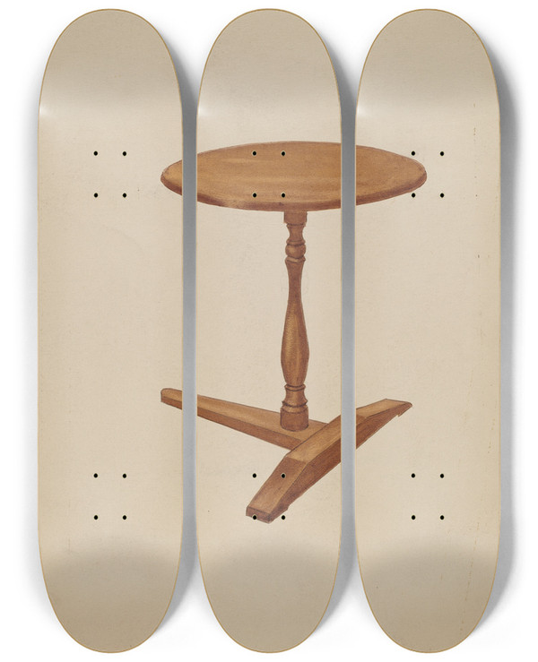 Triptych art skateboard deck of Robert Brigadier Tbase Candle Stand by Robert Brigadier