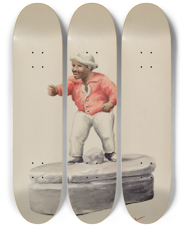 Triptych art skateboard deck of Charles Moss Hitching Post_1 by Charles Moss