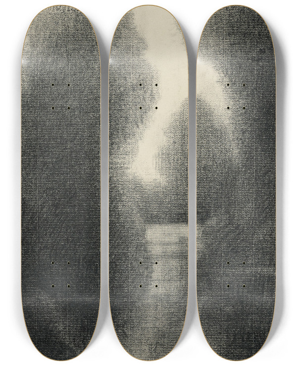 Triptych art skateboard deck of Charles Angrand A Clearing by Charles Angrand (1854-1926)