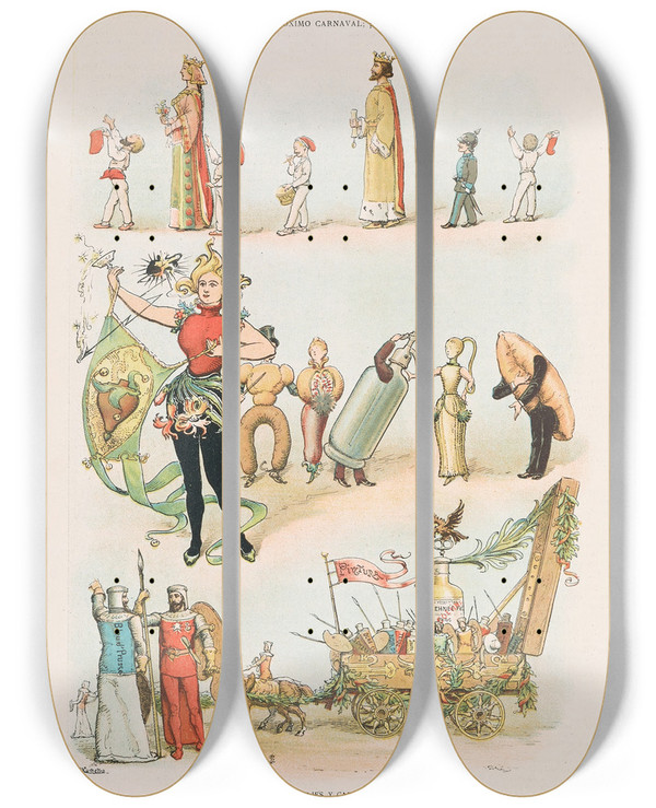 Triptych art skateboard deck of Miguel Segui Publisher Album Salon Pl10 by Miguel Segui (Publisher) (19-)