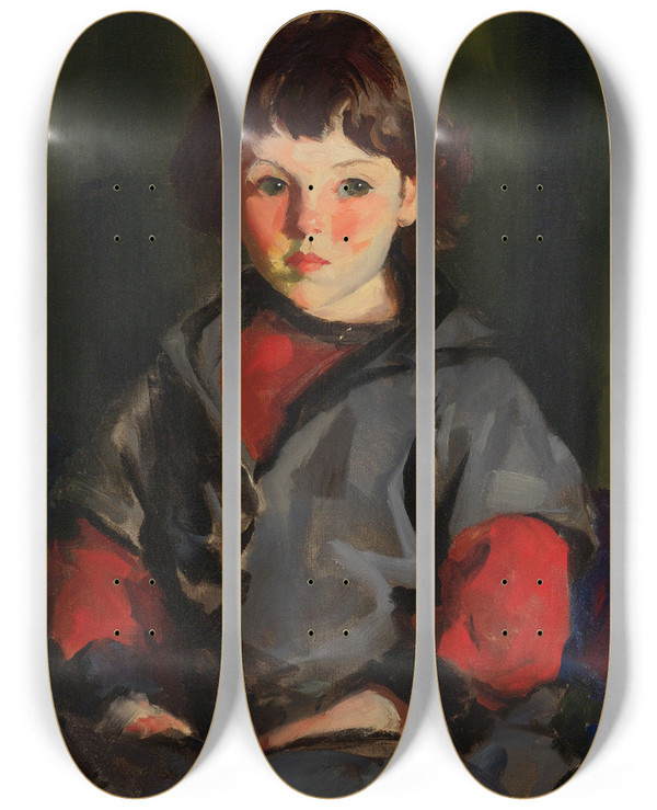 Triptych art skateboard deck of Robert Henri Untitled Alanna by Robert Henri (1865-1929)