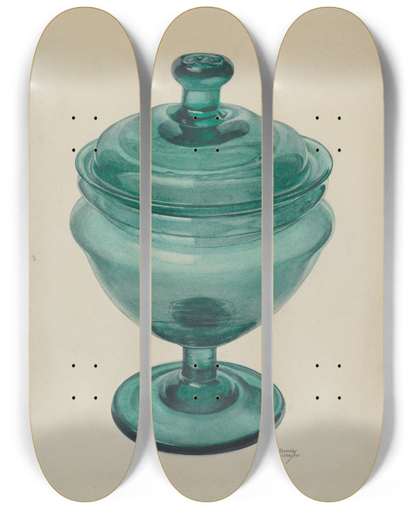 Triptych art skateboard deck of Beverly Chichester Covered Compote_2 by Beverly Chichester (20-)