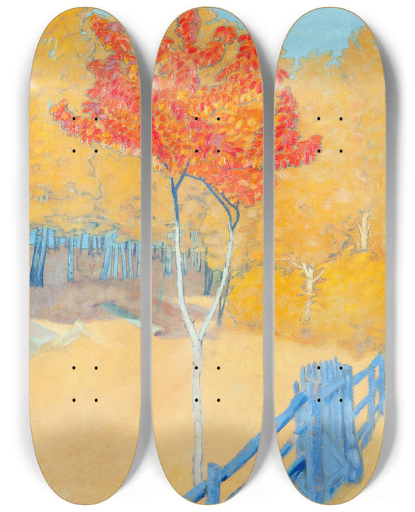 Triptych art skateboard deck of John Sten Hstlandskap by John Sten (1879-1922)