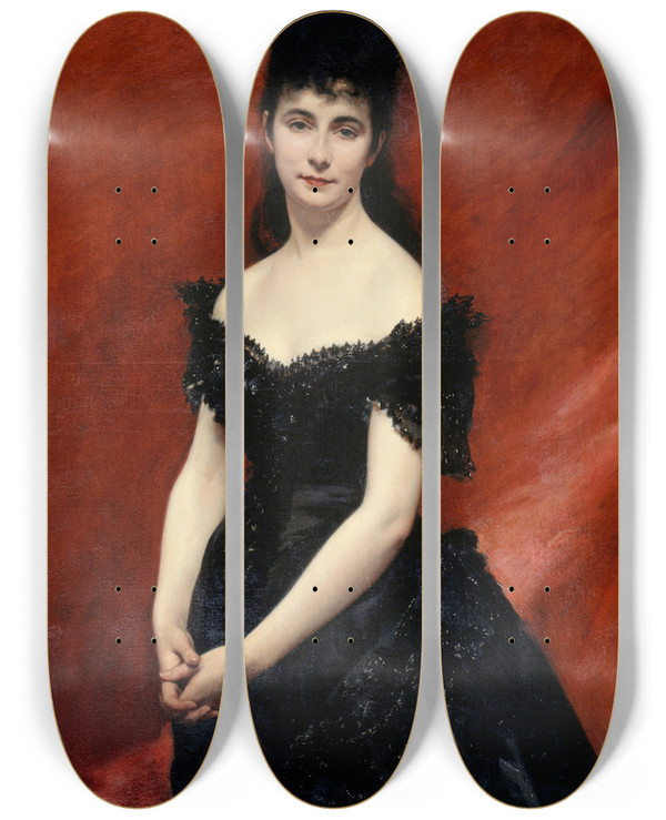 Triptych art skateboard deck of Carolusduran Portrait De Lonie Dufresne Baronne Le Vavasseur Puis Marquise De Vaucouleurs De Lanjamet by Carolus Duran (1837-1917)