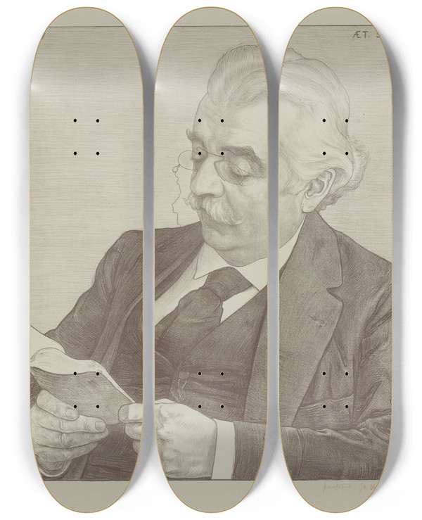 Triptych art skateboard deck of Jan Veth Portret Van Jacob Nicolaas Van Hall by Jan Veth (1864-1925)