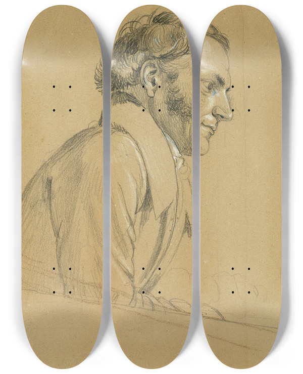 Triptych art skateboard deck of Johann Peter Krafft Mnnliche Studie Zu Rckkehr Des Kaisers Franz Aus Pressburg by Johann Peter Krafft (1780-1856)