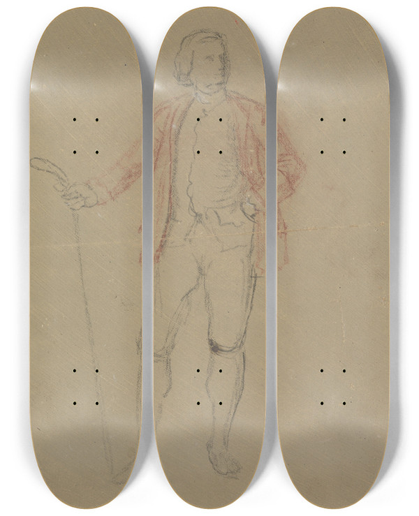 Triptych art skateboard deck of David Allan Study For The Portrait Of William Inglis by David Allan (1744-1796)