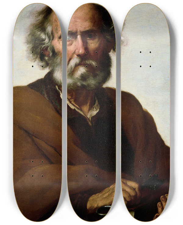 Triptych art skateboard deck of Francisco Herrera The Elder Saintpeter by Francisco Herrera The Elder (1576-1656)