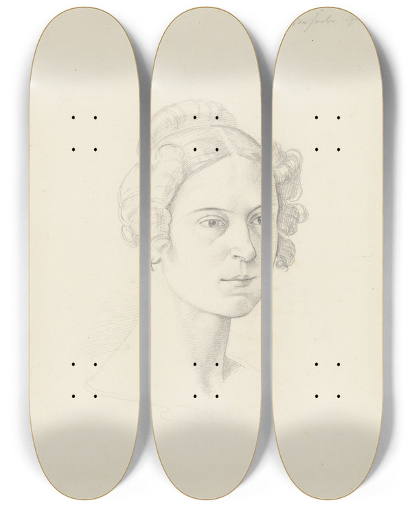 Triptych art skateboard deck of Joseph Von Fhrich Giuseppina Massimi Principessa Lancellotti Di Lauro by Joseph Von Fuhrich (1800-1876)