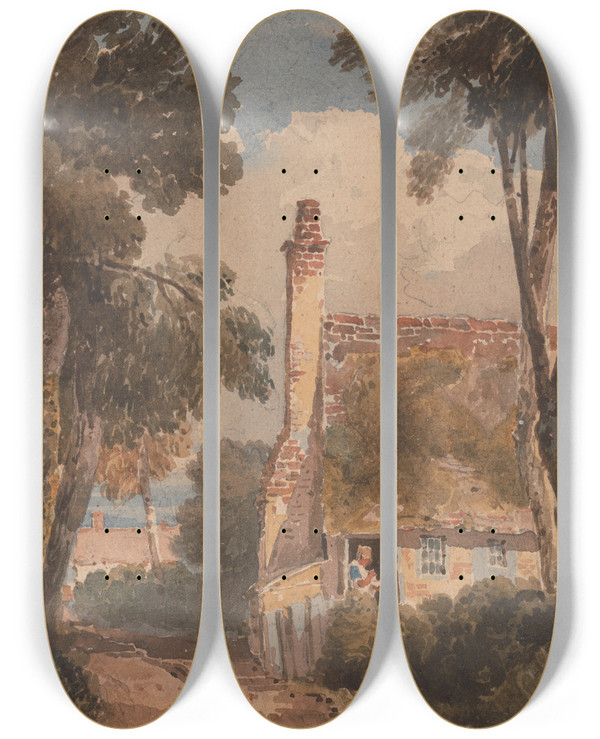 Triptych art skateboard deck of David Cox Harborne by David Cox (1783-1859)