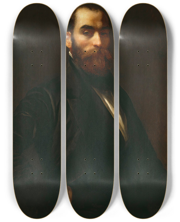 Triptych art skateboard deck of Eastman Johnson Worthington Whittredge by Eastman Johnson (1824-1906)
