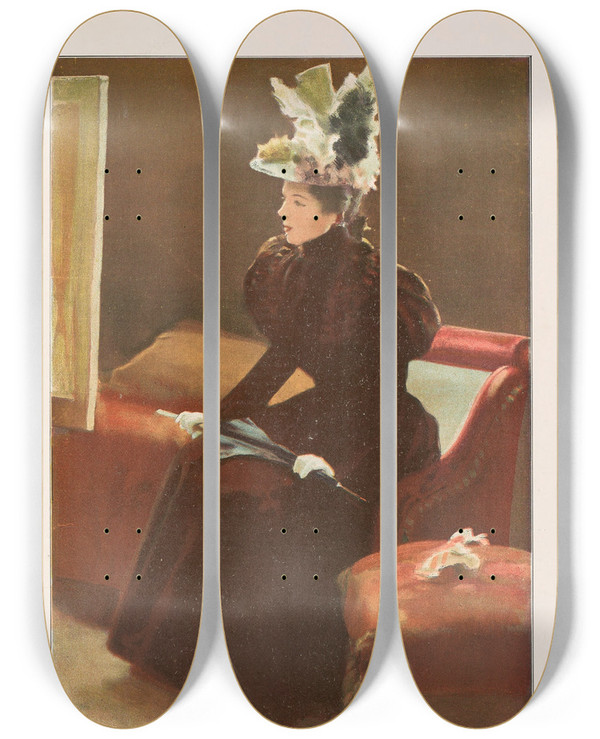 Triptych art skateboard deck of Miguel Segui Publisher Album Salon Pl77 by Miguel Segui (Publisher) (19-)