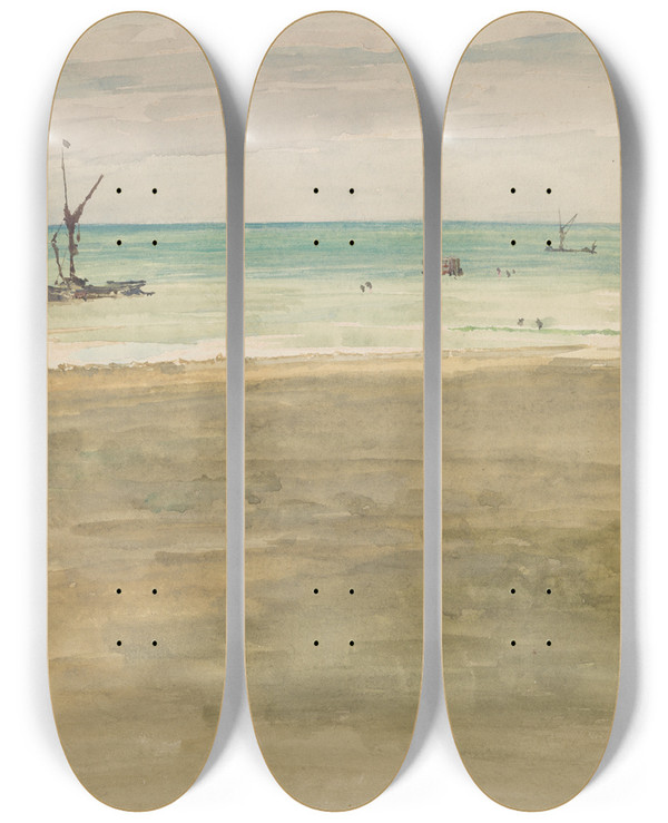 Triptych art skateboard deck of James Abbott Mcneill Whistler The Bathers by James Abbott Mcneill Whistler (1834-1903)