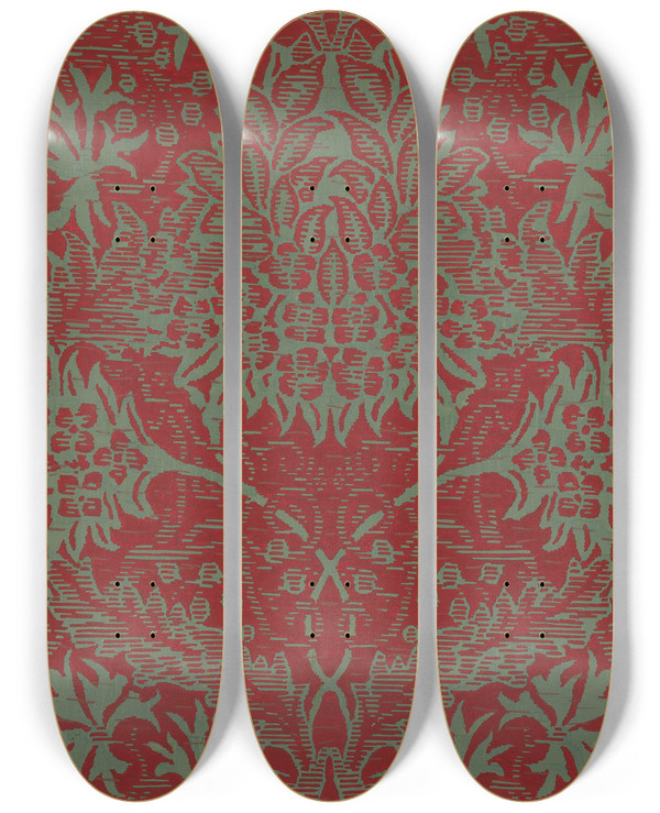 Triptych art skateboard deck of Robert Stewart Ingrain Carpet by Robert Stewart (20-)