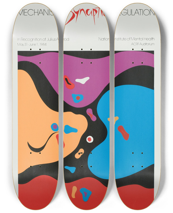 Triptych art skateboard deck of National Institutes Of Health Mechanisms Of Synaptic Regulation by National Institutes Of Health (1887)