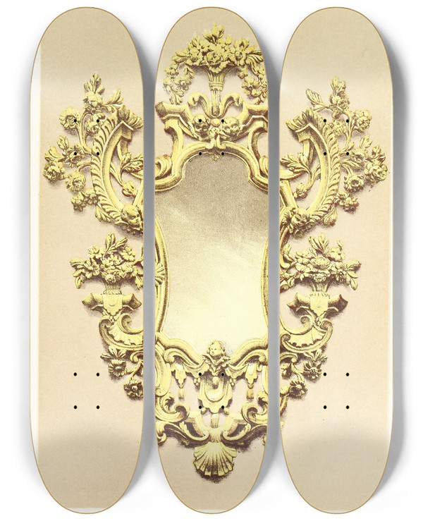 Triptych art skateboard deck of John Charles Robinson Small Mirror Frame In Carved And Gilded Wood Venetian by John Charles Robinson (1824-1913)