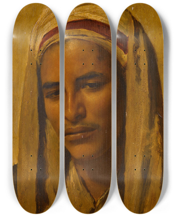 Triptych art skateboard deck of Franz Xaver Kosler A Young Arab by Franz Xaver Kosler (1864-1905)