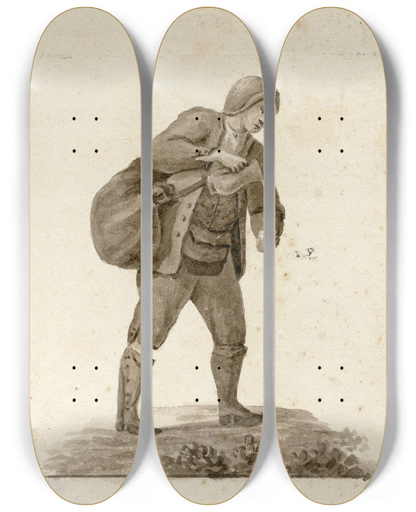 Triptych art skateboard deck of Otto Howen Olieverkoper by Otto Howen (1774-1848)