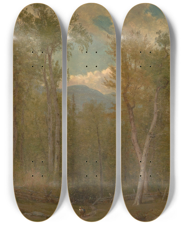 Triptych art skateboard deck of Worthington Whittredge Landscape by Worthington Whittredge (1820-1910)