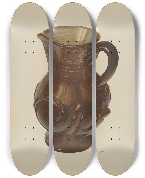 Triptych art skateboard deck of Beverly Chichester Pitcher_1 by Beverly Chichester (20-)