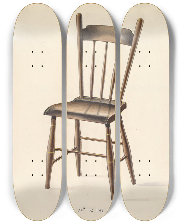 Triptych art skateboard deck of Wellington Blewett Bishop Hill Chair by Wellington Blewett (20-)