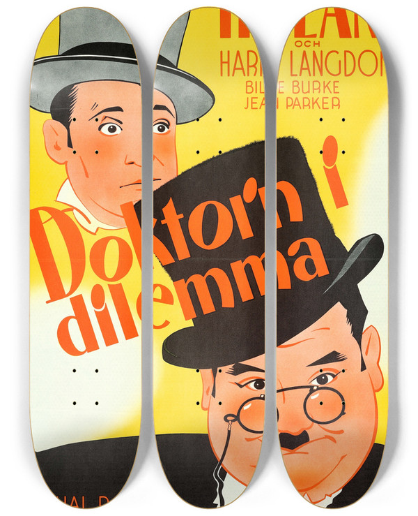 Triptych art skateboard deck of Eric Rohman Zenobia by Eric Rohman (1891-1949)