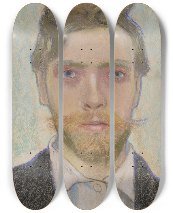 Triptych art skateboard deck of Stanisaw Wyspiaski Selfportrait by Stanislaw Wyspianski (1869-1907)