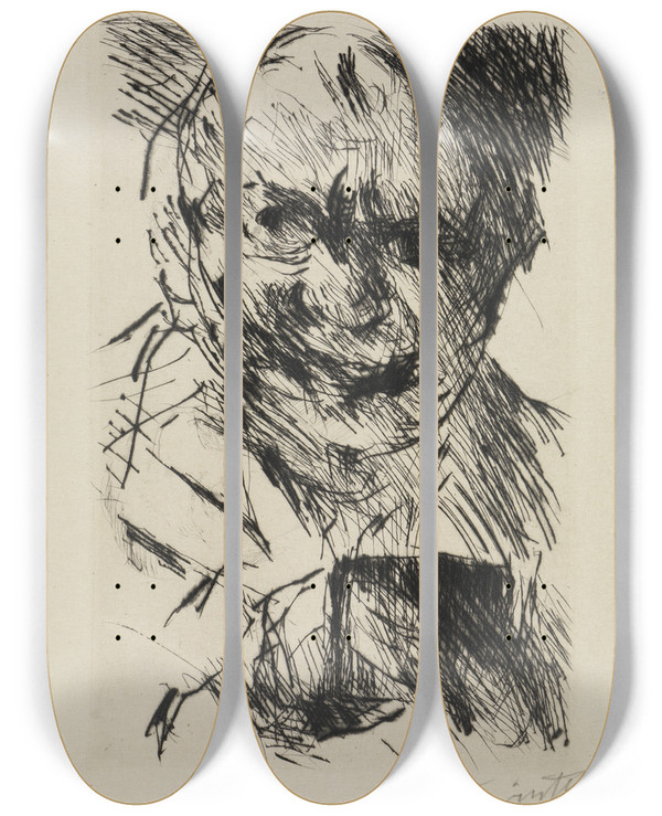 Triptych art skateboard deck of Lovis Corinth Selbstbildnis_10 by Lovis Corinth (1858-1925)