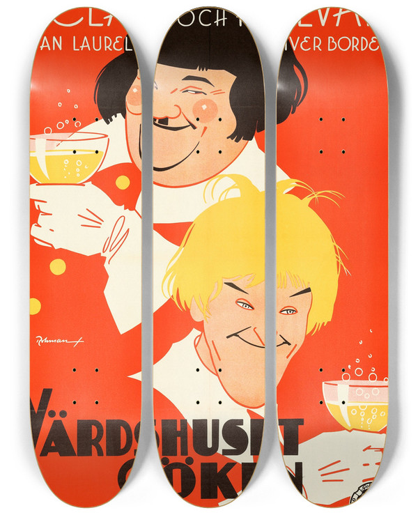 Triptych art skateboard deck of Eric Rohman The Devils Brother by Eric Rohman (1891-1949)