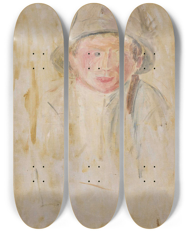 Triptych art skateboard deck of Tadeusz Makowski Sketch Of A Boys Figure Viii by Tadeusz Makowski (1882-1932)