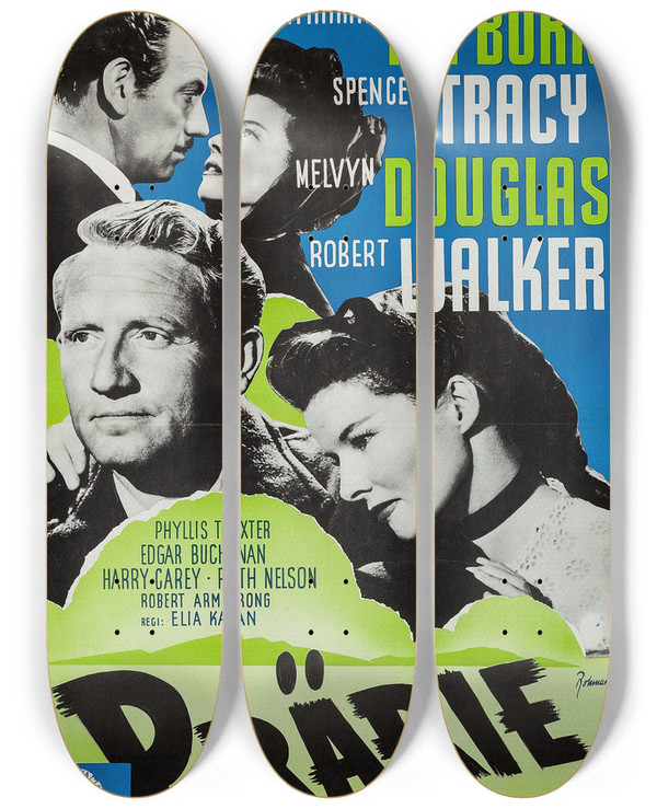 Triptych art skateboard deck of Eric Rohman The Sea Of Grass by Eric Rohman (1891-1949)