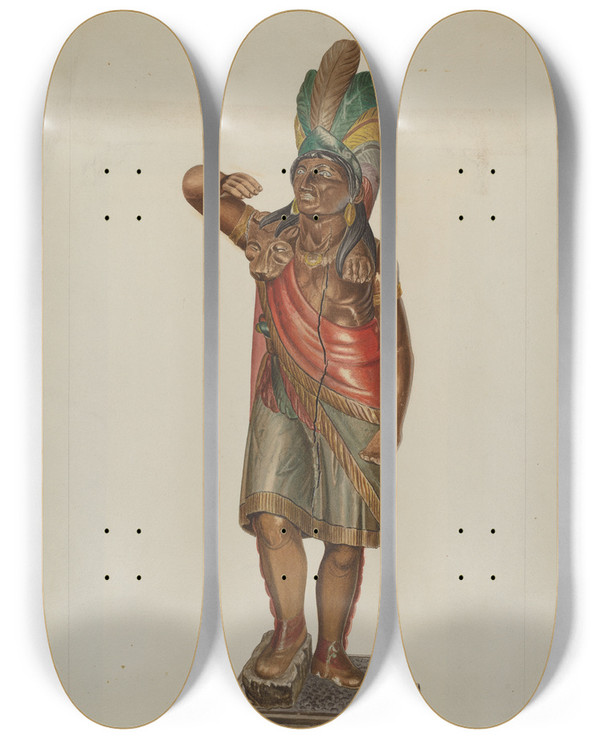 Triptych art skateboard deck of John Sullivan Cigar Store Indian_2 by John Sullivan