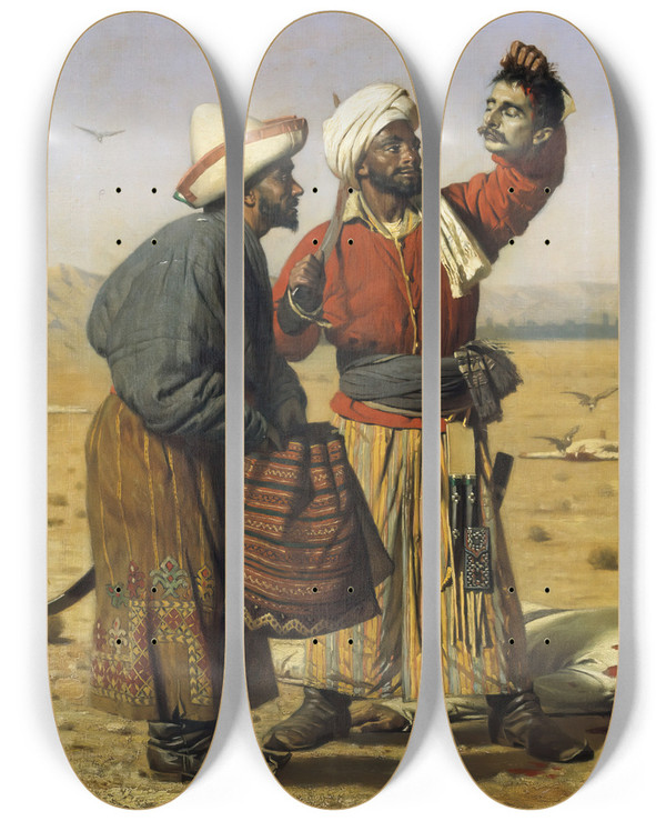 Triptych art skateboard deck of Vasily Vereshchagin After A Success by Vasily Vereshchagin (1842-1904)