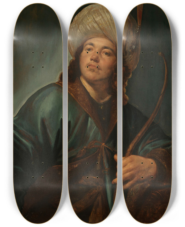 Triptych art skateboard deck of Pieter Fransz De Grebber An Oriental by Pieter Fransz De Grebber (1600-1652)