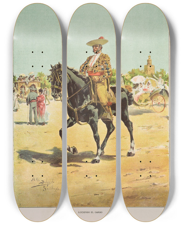 Triptych art skateboard deck of Miguel Segui Publisher Album Salon Pl53 by Miguel Segui (Publisher) (19-)