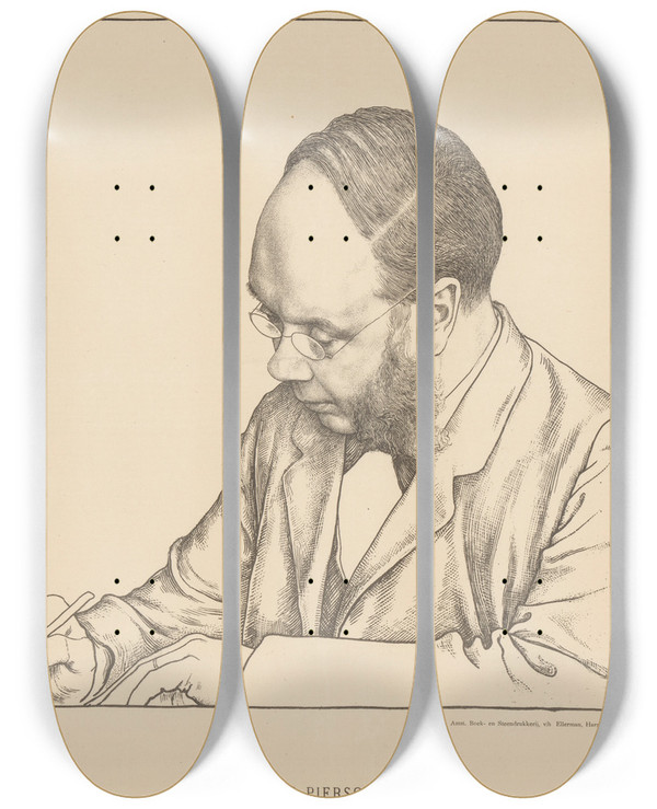 Triptych art skateboard deck of Jan Veth Portret Van Nicolaas Gerard Pierson by Jan Veth (1864-1925)