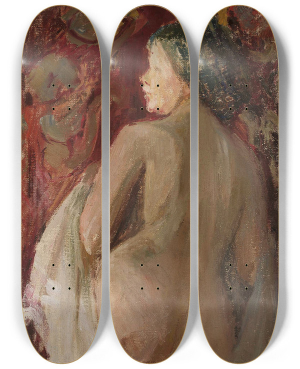 Triptych art skateboard deck of Jan Cigliski Study Of A Woman by Jan Ciaglinski (1858-1913)