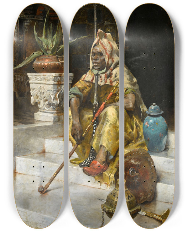 Triptych art skateboard deck of Charles Wilda The Guard_2 by Charles Wilda (1854-1907)